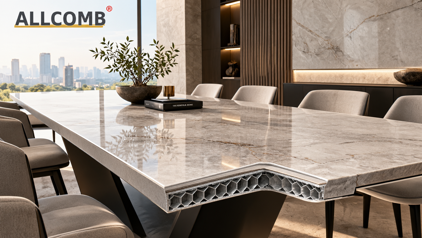 Aluminium honeycomb panel table top with lightweight honeycomb core