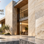Thin stone veneer panel featuring a natural stone surface for architectural cladding