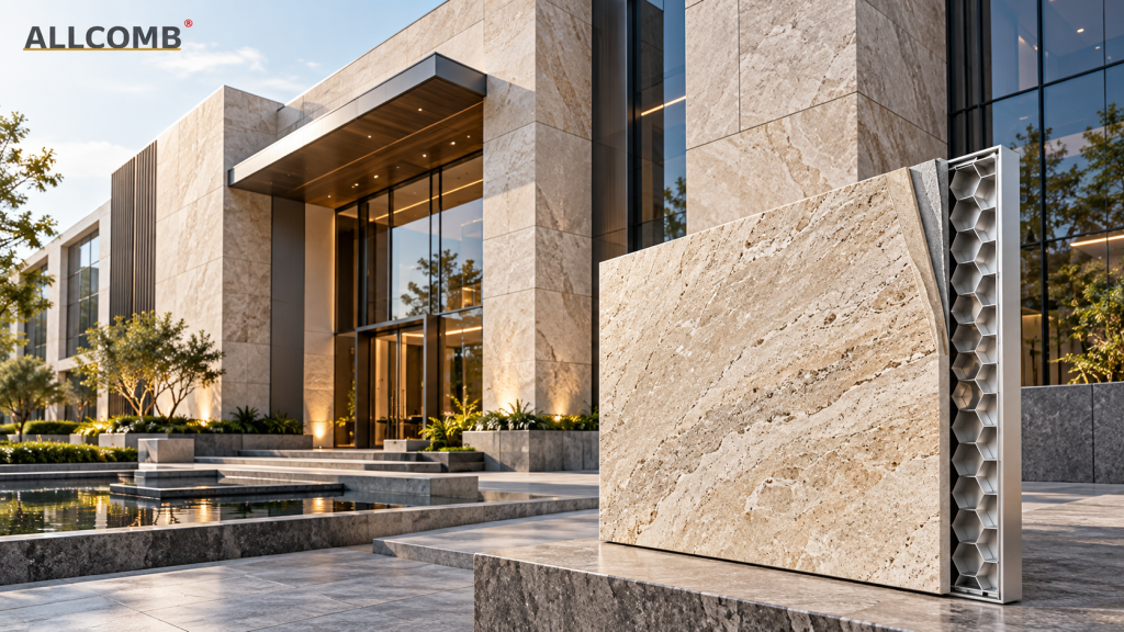 Exterior wall cladding panels on a contemporary building façade