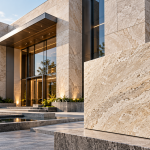 Exterior wall cladding panels on a contemporary building façade