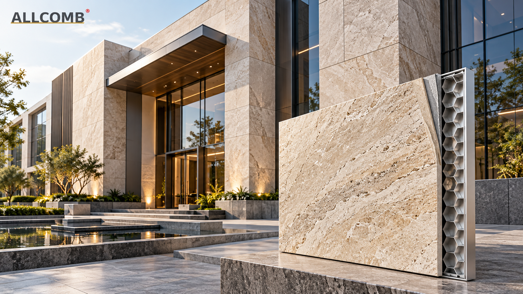 Exterior wall cladding panels on a contemporary building façade
